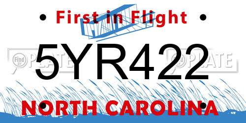 5YR422 North Carolina License Plate