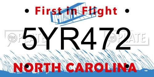 5YR472 North Carolina License Plate