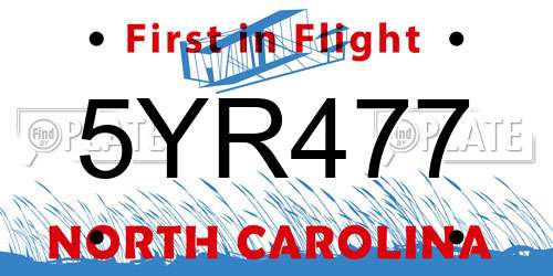5YR477 North Carolina License Plate