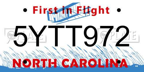 5YTT972 North Carolina License Plate