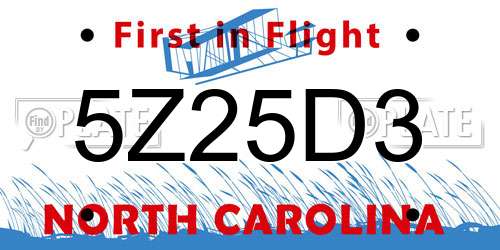 5Z25D3 North Carolina License Plate