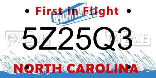 5Z25Q3 North Carolina License Plate
