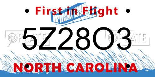 5Z28O3 North Carolina License Plate