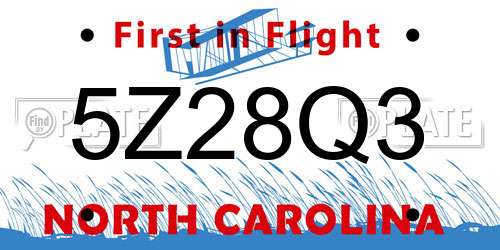 5Z28Q3 North Carolina License Plate