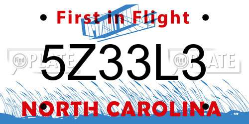 5Z33L3 North Carolina License Plate