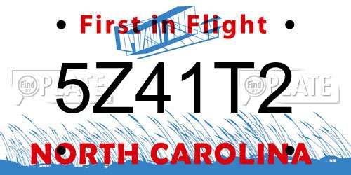 5Z41T2 North Carolina License Plate