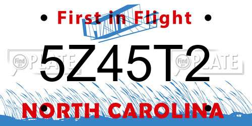 5Z45T2 North Carolina License Plate