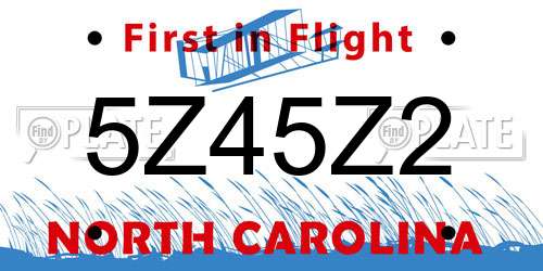 5Z45Z2 North Carolina License Plate