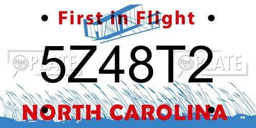 5Z48T2 North Carolina License Plate