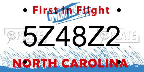 5Z48Z2 North Carolina License Plate