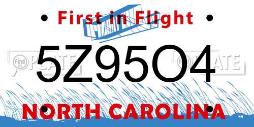 5Z95O4 North Carolina License Plate