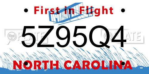 5Z95Q4 North Carolina License Plate