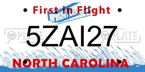 5ZAI27 North Carolina License Plate