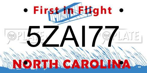 5ZAI77 North Carolina License Plate