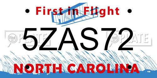 5ZAS72 North Carolina License Plate