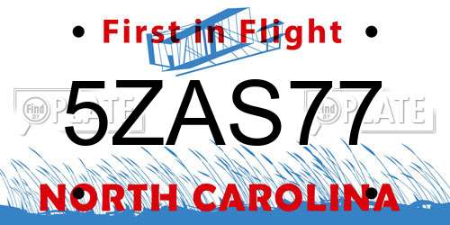 5ZAS77 North Carolina License Plate