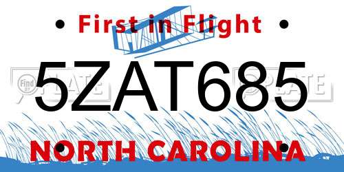 5ZAT685 North Carolina License Plate