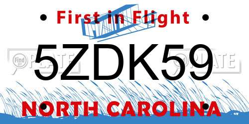 5ZDK59 North Carolina License Plate