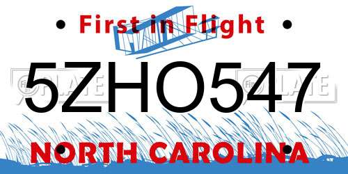 5ZHO547 North Carolina License Plate