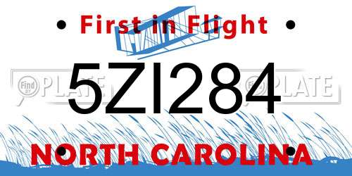 5ZI284 North Carolina License Plate