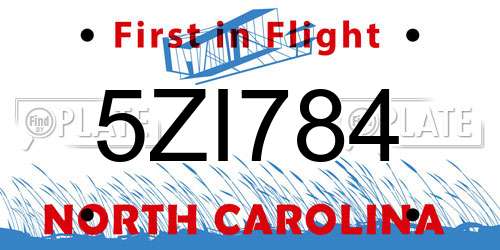 5ZI784 North Carolina License Plate