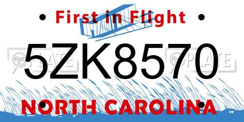 5ZK8570 North Carolina License Plate