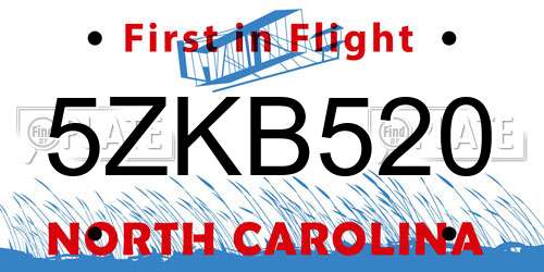 5ZKB520 North Carolina License Plate