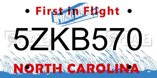 5ZKB570 North Carolina License Plate