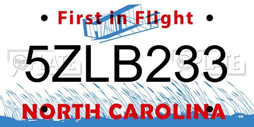 5ZLB233 North Carolina License Plate