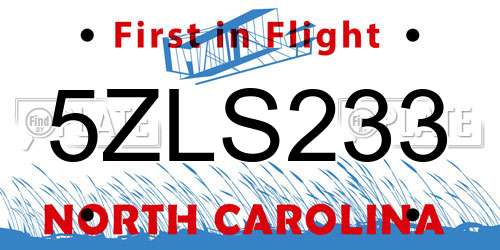 5ZLS233 North Carolina License Plate