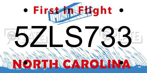 5ZLS733 North Carolina License Plate