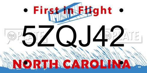 5ZQJ42 North Carolina License Plate