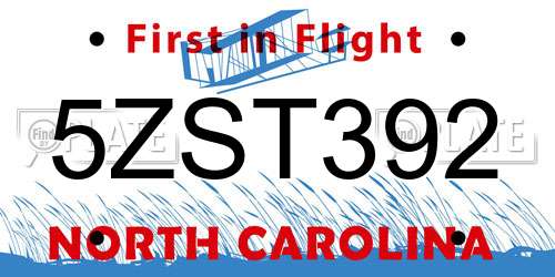 5ZST392 North Carolina License Plate