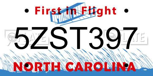 5ZST397 North Carolina License Plate