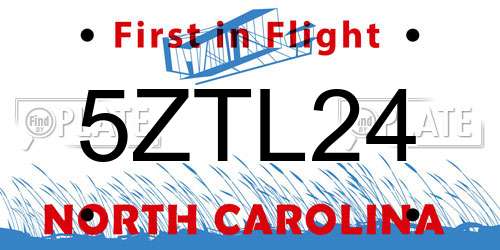 5ZTL24 North Carolina License Plate