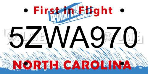 5ZWA970 North Carolina License Plate