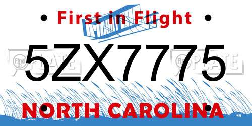 5ZX7775 North Carolina License Plate