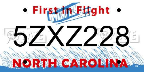 5ZXZ228 North Carolina License Plate