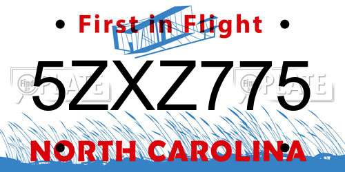 5ZXZ775 North Carolina License Plate