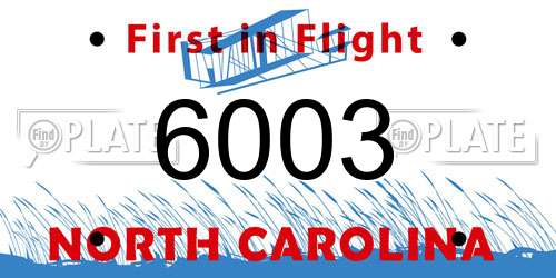 6003 North Carolina License Plate