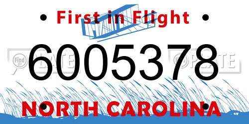 6005378 North Carolina License Plate