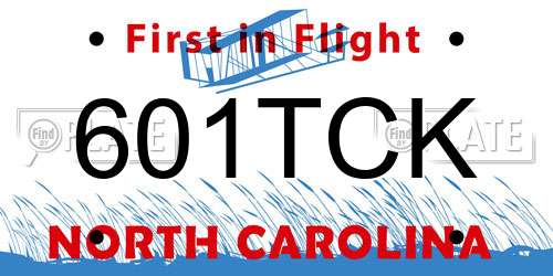 601TCK North Carolina License Plate