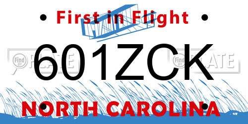 601ZCK North Carolina License Plate