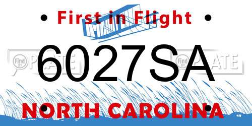 6027SA North Carolina License Plate