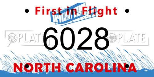 6028 North Carolina License Plate
