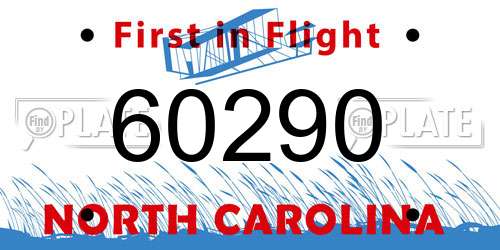 60290 North Carolina License Plate
