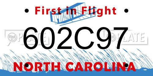 602C97 North Carolina License Plate