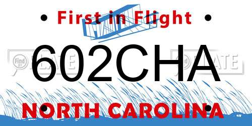 602CHA North Carolina License Plate