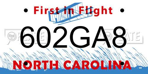 602GA8 North Carolina License Plate