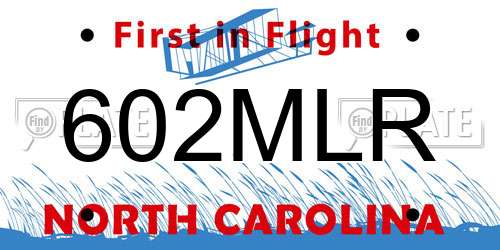 602MLR North Carolina License Plate
